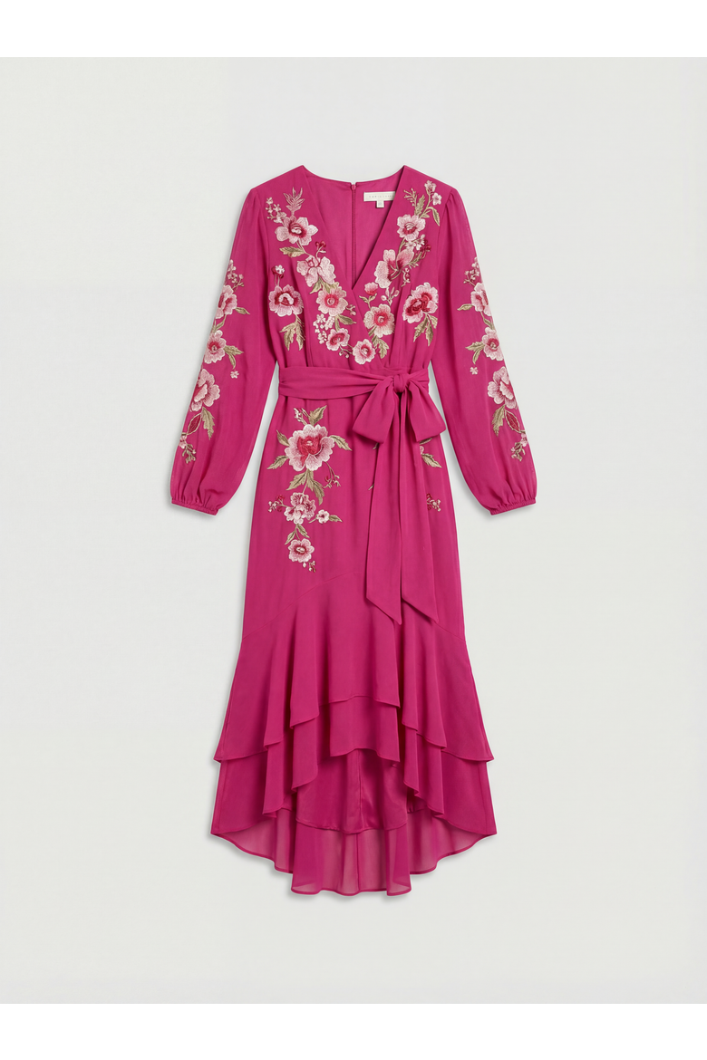 Embellished High Low Maxi Dress, Alternate, color, Raspberry