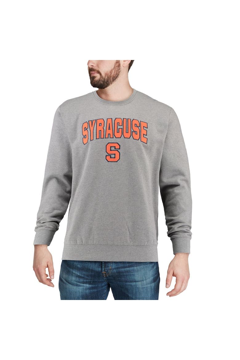 Men's Colosseum Heather Gray Syracuse Orange Arch & Logo Crew Neck Sweatshirt, Alternate, color, Heather Gray