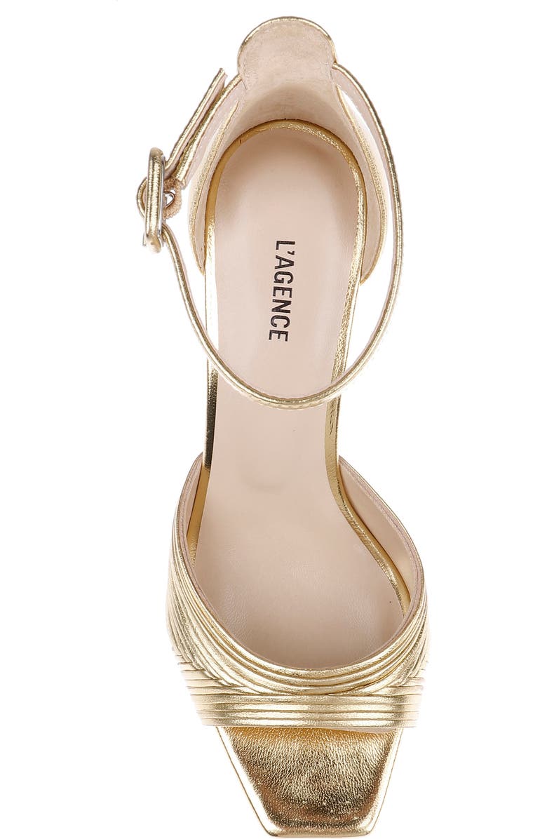 L'AGENCE Cici Ankle Strap Sandal, Alternate, color, Gold Leather