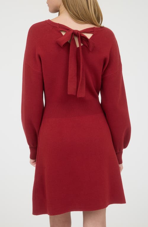August Sky Tie Back Long Sleeve Minidress In Red