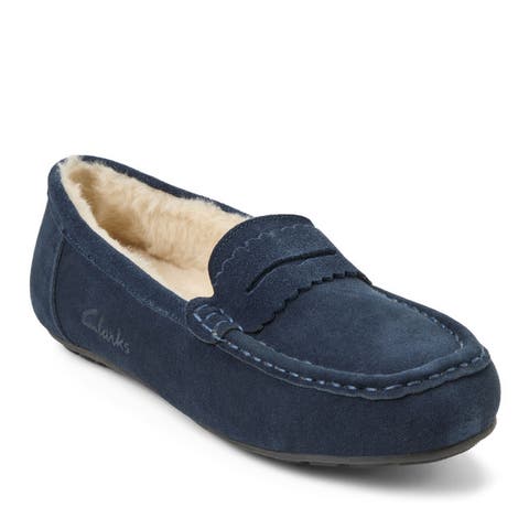 Suede Penny Loafer With Pinking Edge Detail Slippers
