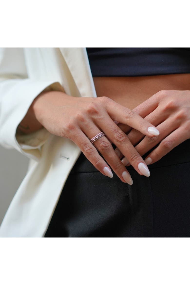 Skinny Layering Adjustable Ring Set, Alternate, color, Silver