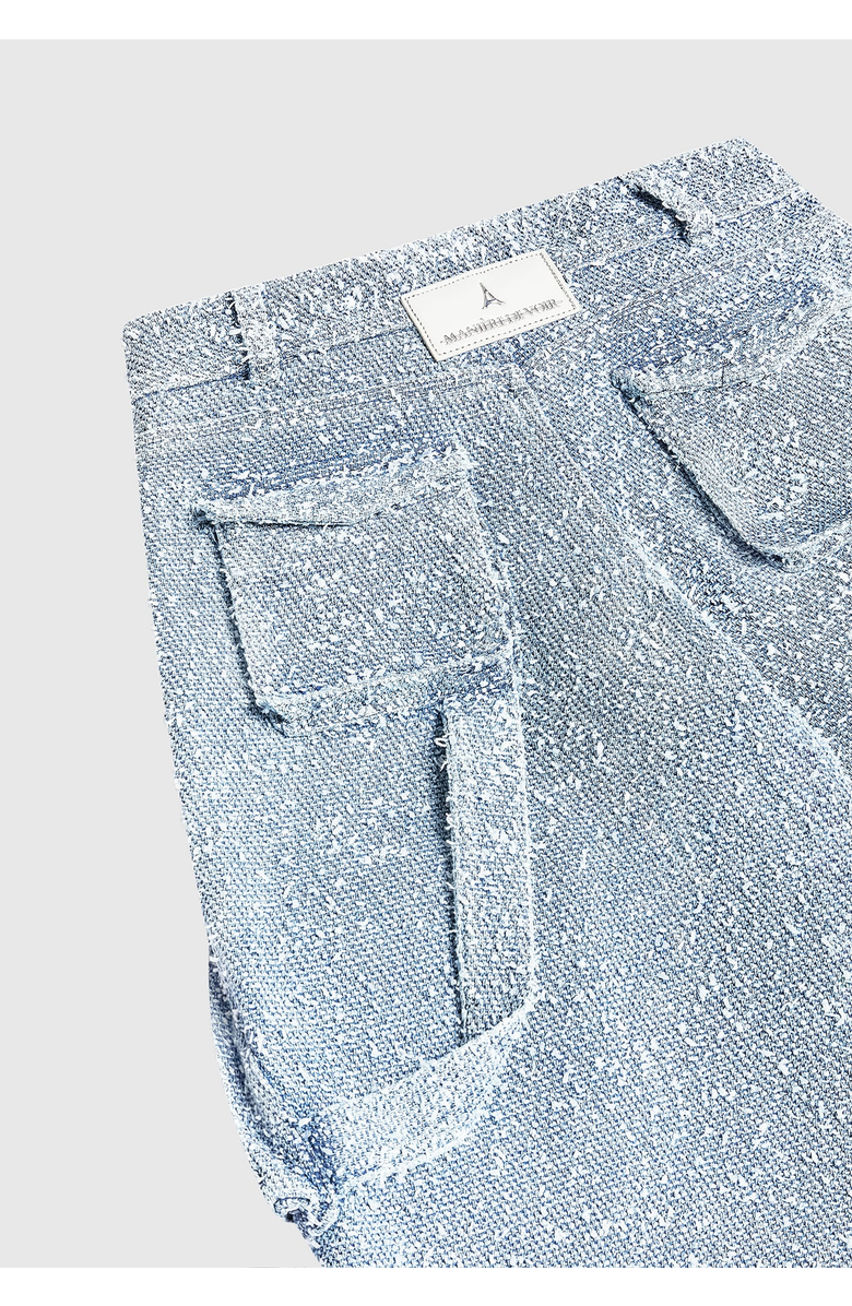 Manière De Voir Anne High Waisted Boucle Denim Cargo Pants, Alternate, color, Mid Blue