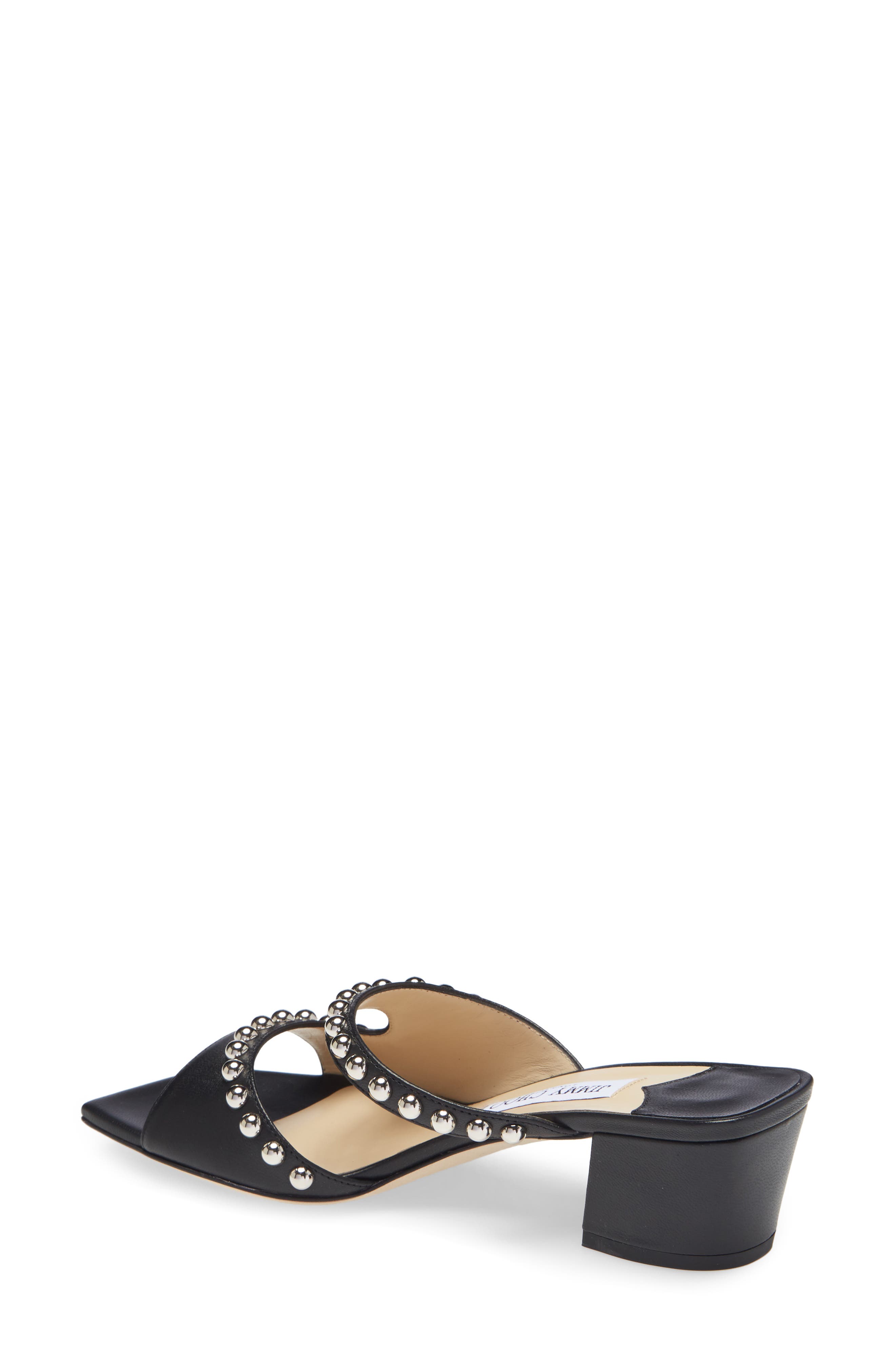 Jacci Studded Leather Sandal, Alternate, color, BLACK/ SILVER