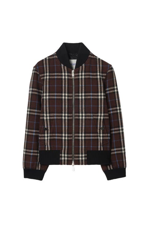 Check Wool Bomber Jacket