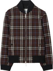 Burberry Check Wool Bomber Jacket
