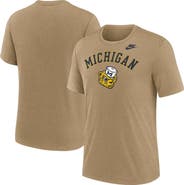 Nike Men's Nike Heather Light Brown Michigan Wolverines Legacy Arch Tri-Blend T-Shirt