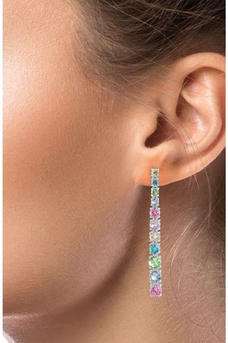 Graduated Multicolor Cubic Zirconia Drop Earrings, Alternate, color, MULTI/ SILVER