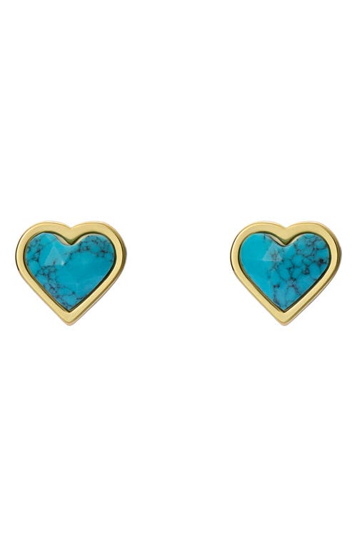 Ted Baker Faris Faceted Stoned Heart Stud Earrings In Gold Tone Turquoise