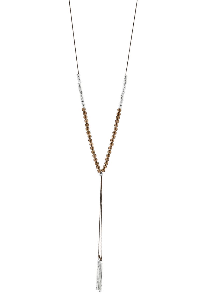 Power Gemstone Adjustable Y-Necklace, Main, color, SMOKY QUARTZ / SILVER