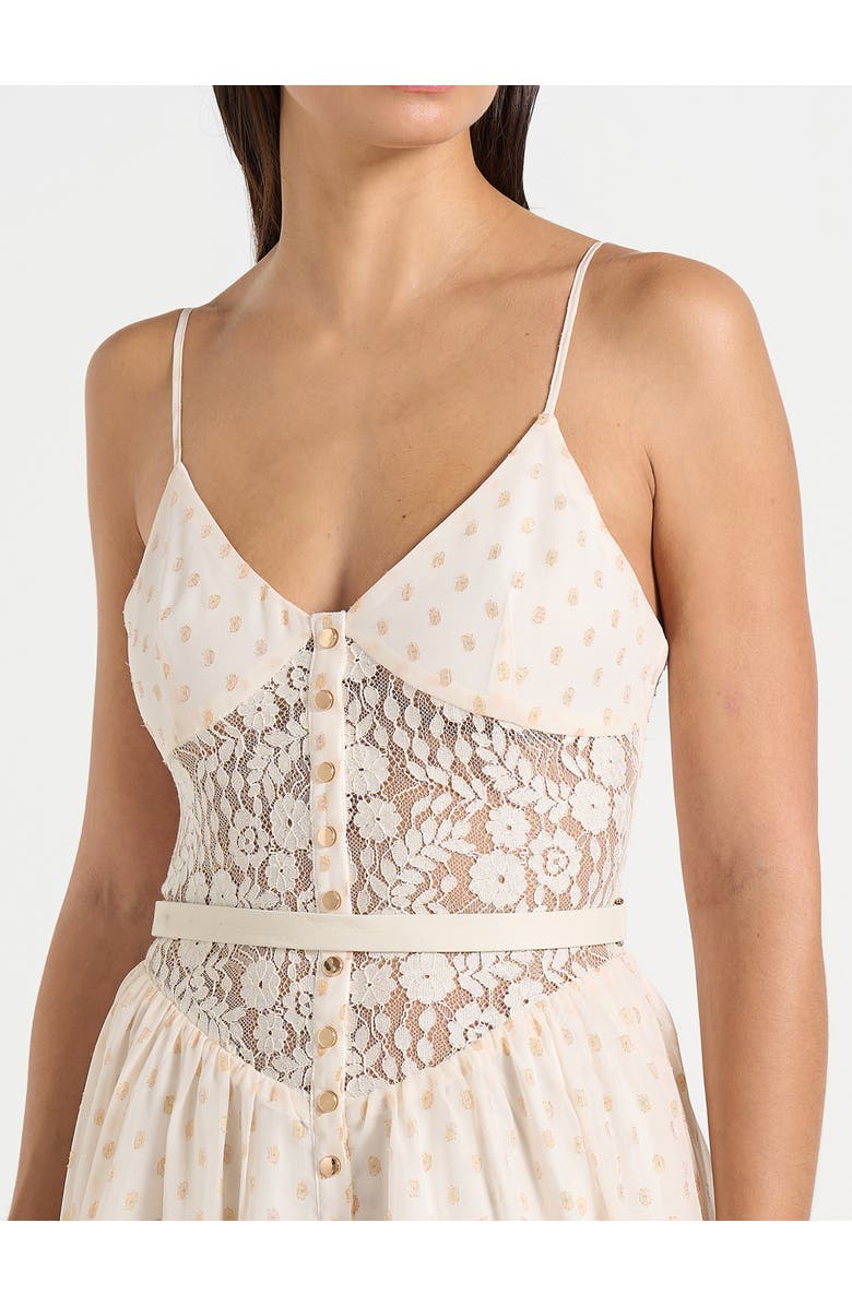 Manière De Voir Rosie Lace Corset Maxi Dress, Alternate, color, Cream