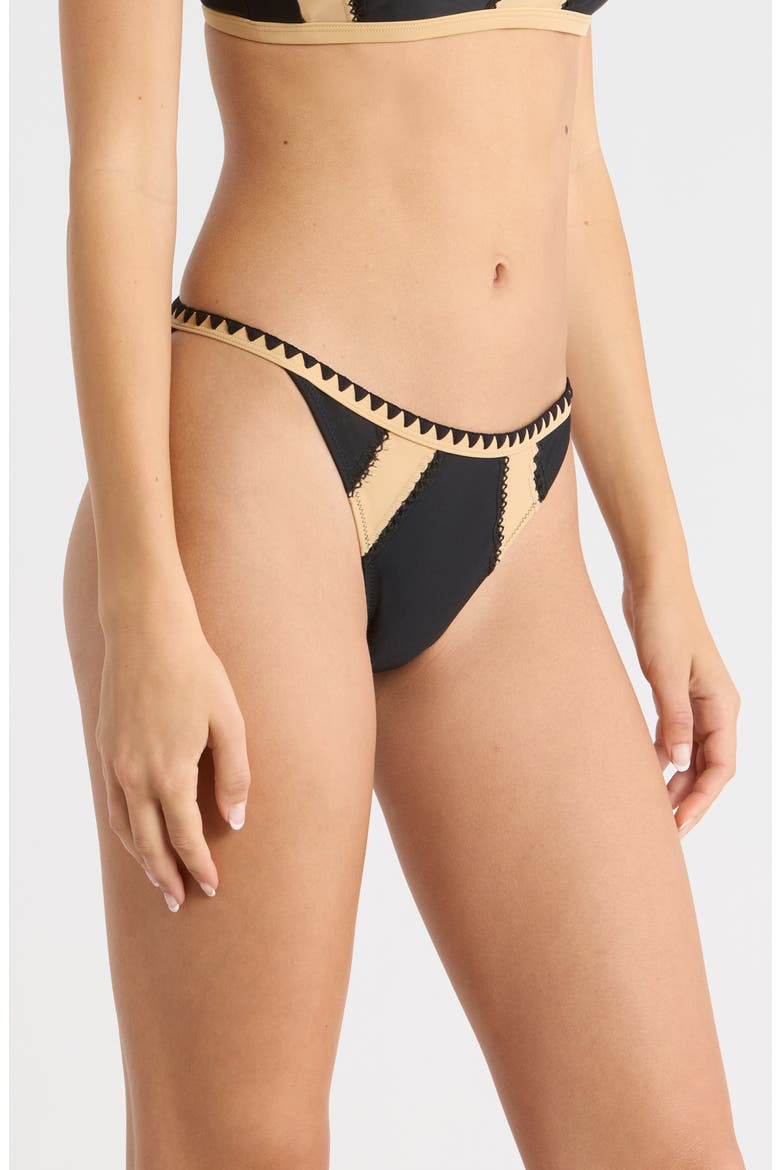 Kendra Embroidered Trim Bikini Bottoms, Alternate, color, BLACK COLORBLOCK