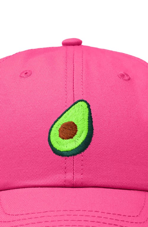 Dalix Avocado Embroidered Food Hat In Hot Pink