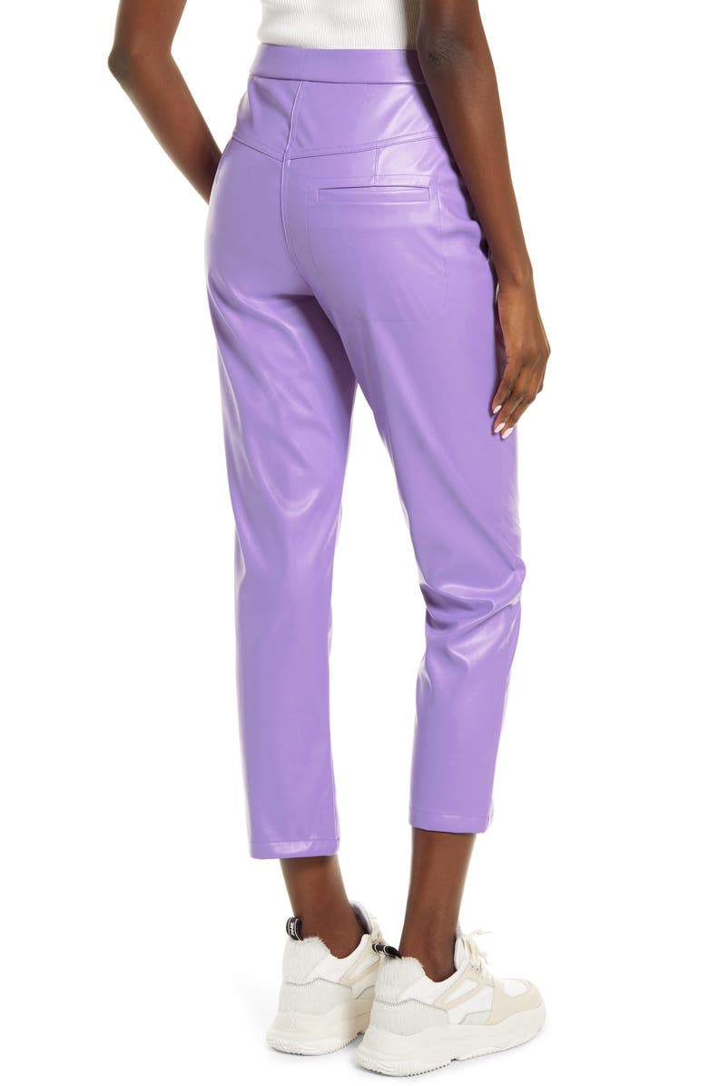 Amy Lynn Tapered Faux Leather Trousers, Alternate, color, Purple