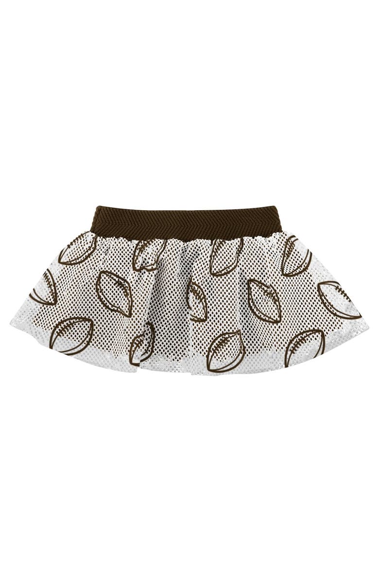 Outerstuff Girls Infant Heather Gray/Brown Cleveland Browns All Dolled Up Three-Piece Bodysuit, Skirt & Booties Set, Alternate, color, 