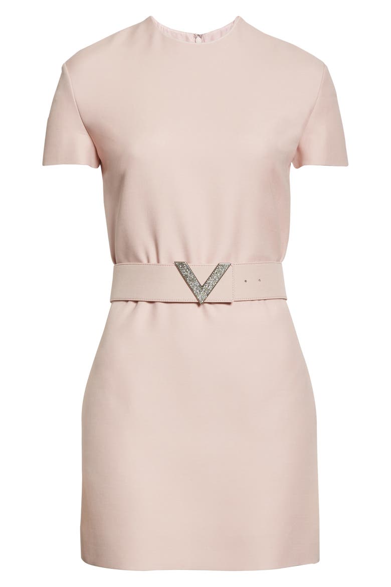 VLOGO Belted Wool & Silk Minidress, Alternate, color, SOFT PINK