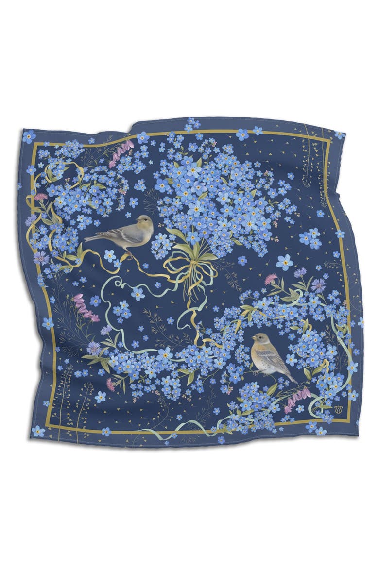 Forget Me Not Silk Scarf, Main, color, Blue