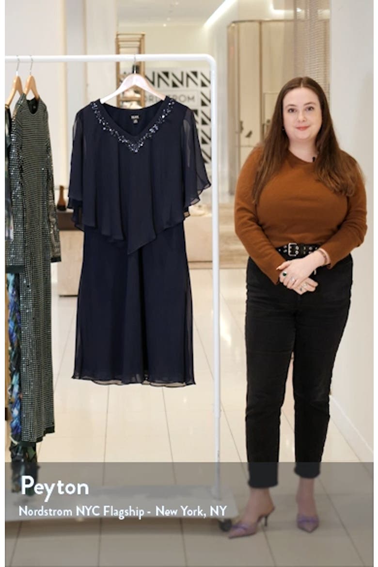 Beaded V-Neck Popover Shift Dress video