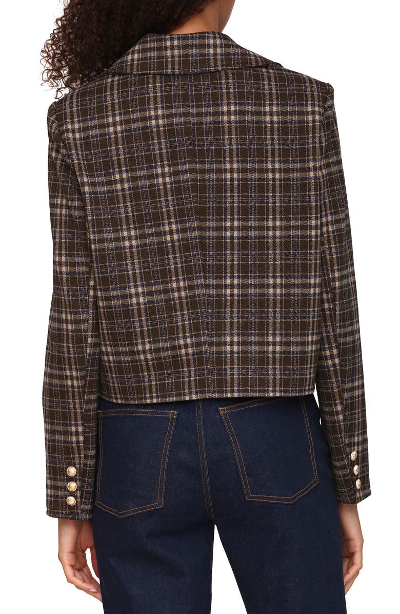 Bagatelle Plaid Crop Jacket, Alternate, color, Dark Brown Sand Plaid
