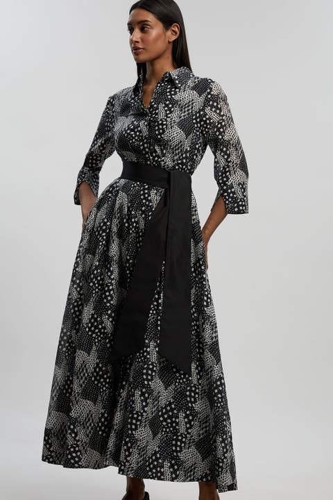 Long Sleeve Sash Waist Shirt Dress