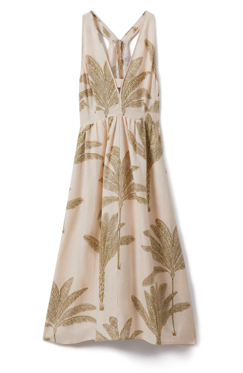 Reiss Anna Foliage Print Linen Midi Dress, Alternate, color,