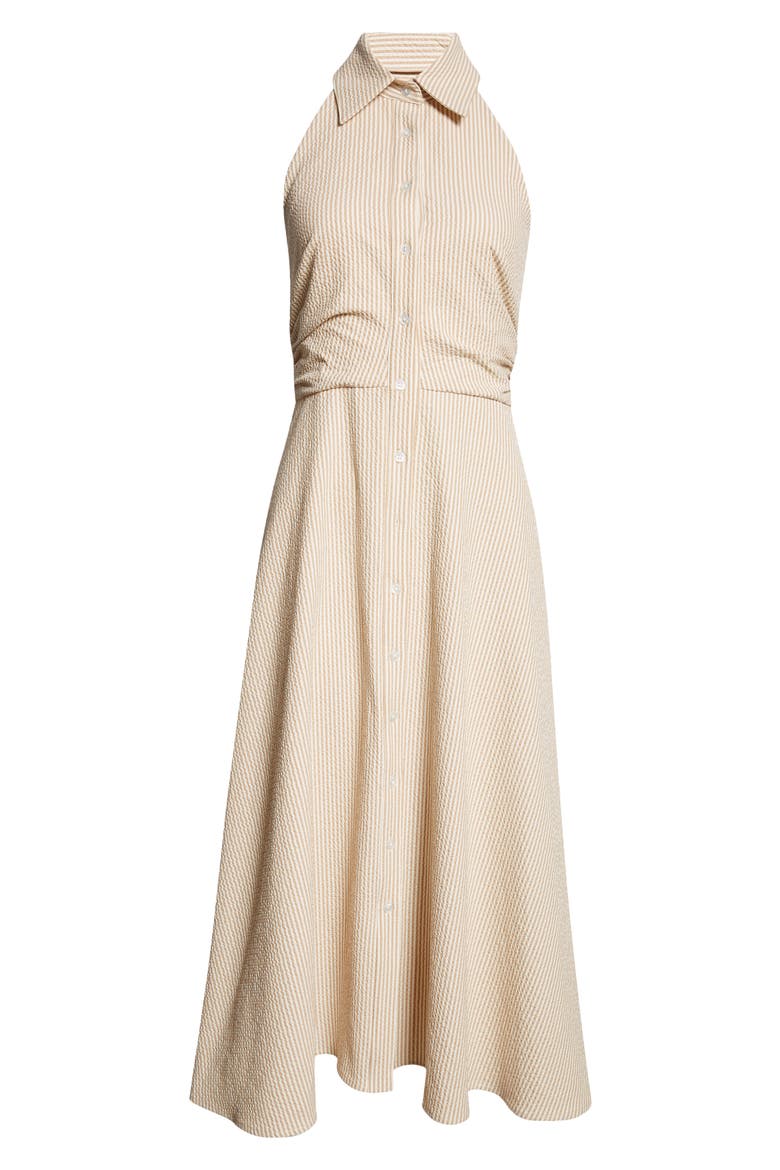 Mackey Seersucker Shirtdress, Alternate, color, KHAKI/ WHITE