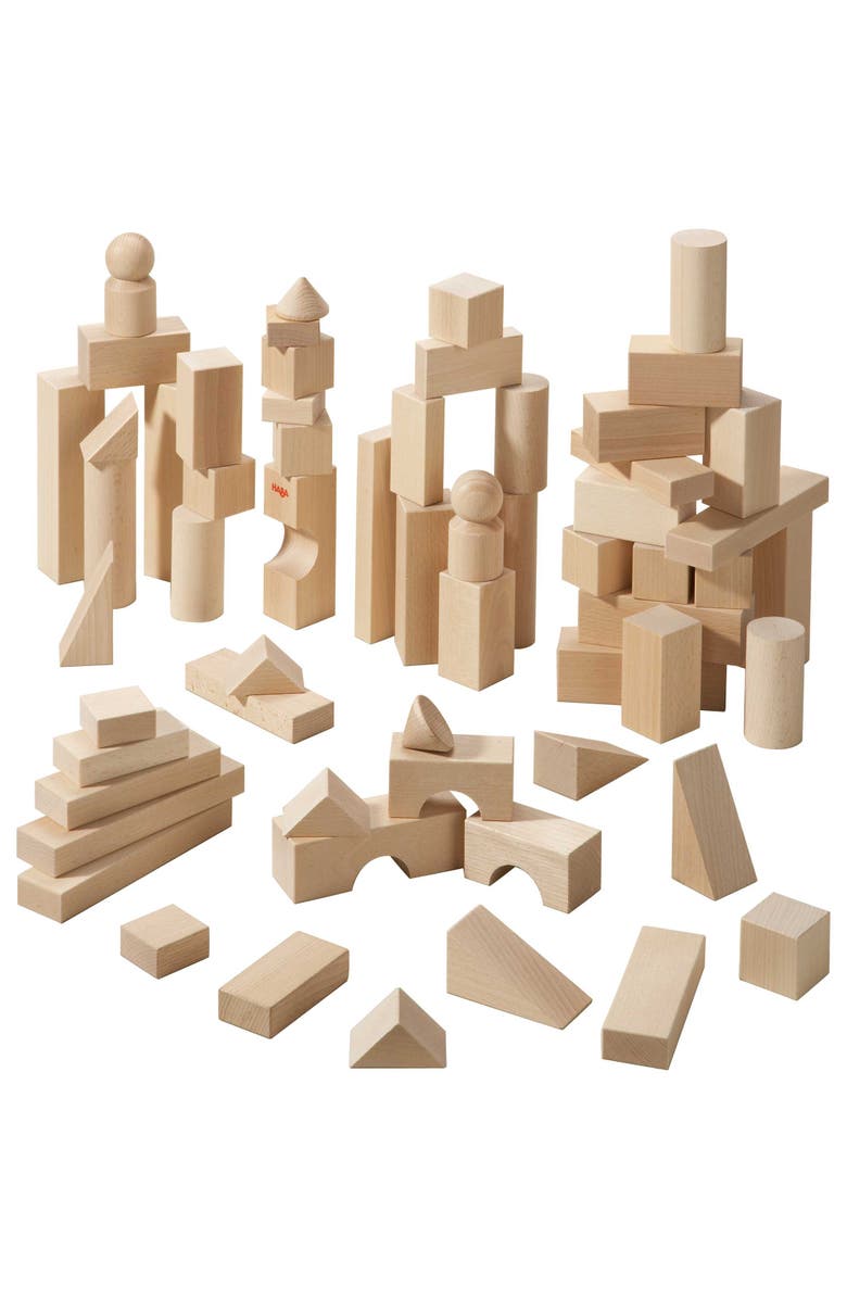 HABA Wooden Building Blocks 60 Piece Set, Ideal Toddler Blocks for Ages 2-4
Kids Stacking Toys for Ages 1
Up for Open-Ended Play, Made in Germany, Main, color, Tan
