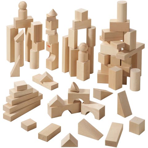 Wooden Building Blocks 60 Piece Set, Ideal Toddler Blocks for Ages 2-4 & Kids Stacking Toys for Ages 1 & Up for Open-Ended Play, Made in Germany