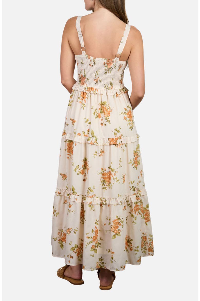 Floral Corset Ruffle Tiered Dress, Alternate, color, CREAM MULTI