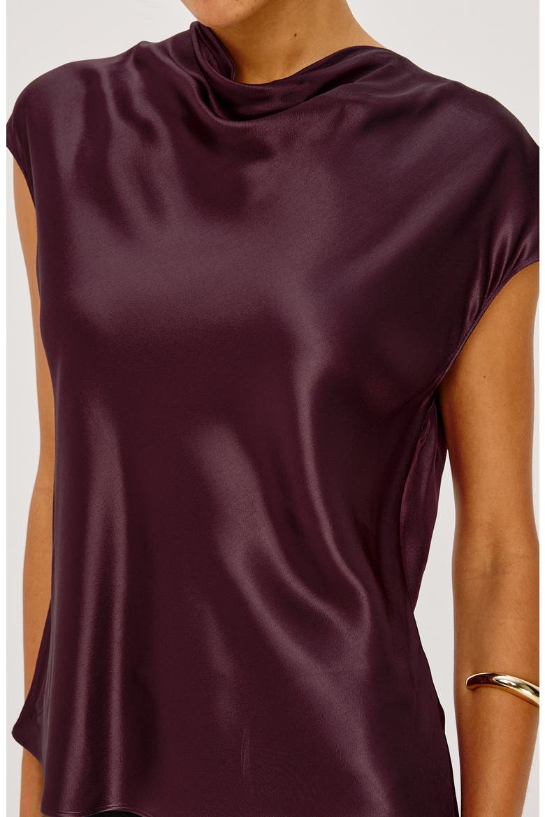 Loretta Cowl Neck Cap Sleeve Top, Alternate, color, WINE
