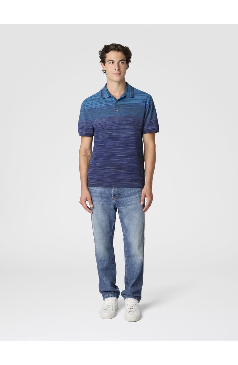 Missoni Short Sleeve Polo With Flame Knit, Alternate, color, Blue