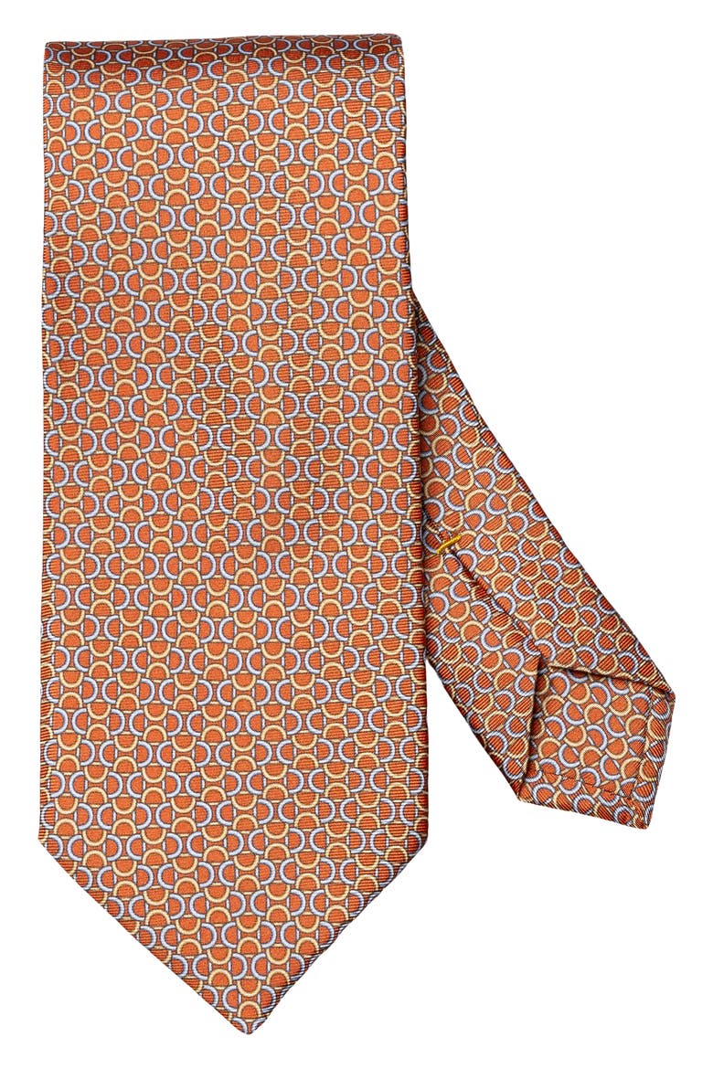Printed Silk Tie, Main, color, MEDIUM ORANGE