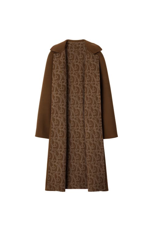 Burberry Wool-cashmere Belted Long Coat With Monogram Interior In Tor/canvas