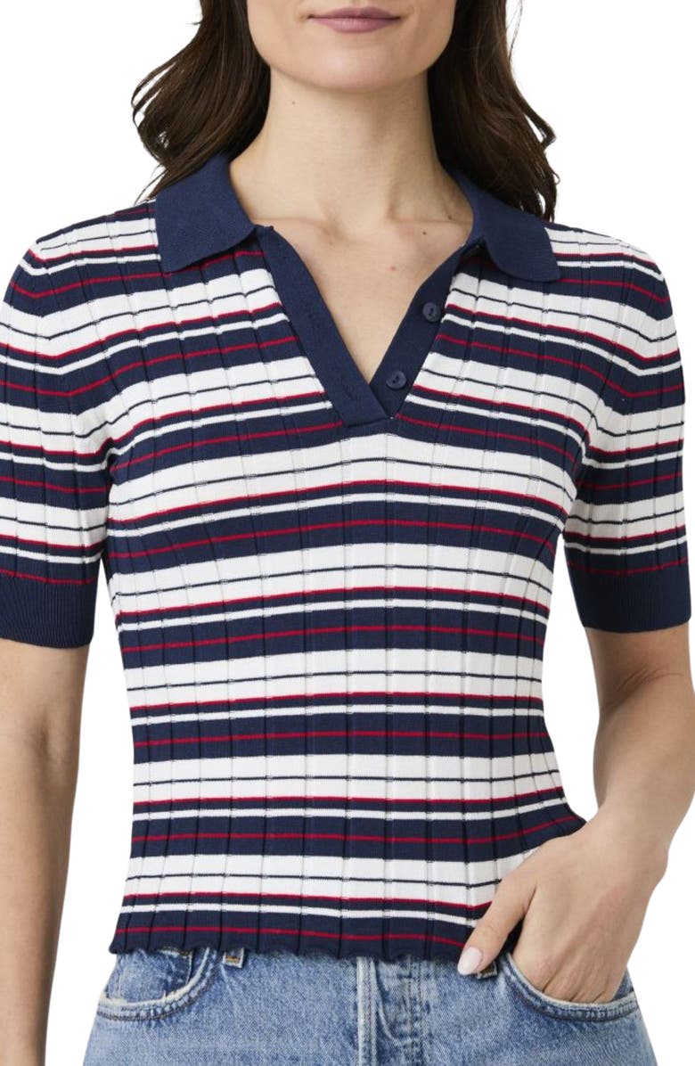 French Connection Stripe Rib Polo Shirt, Main, color, Multi Stripe