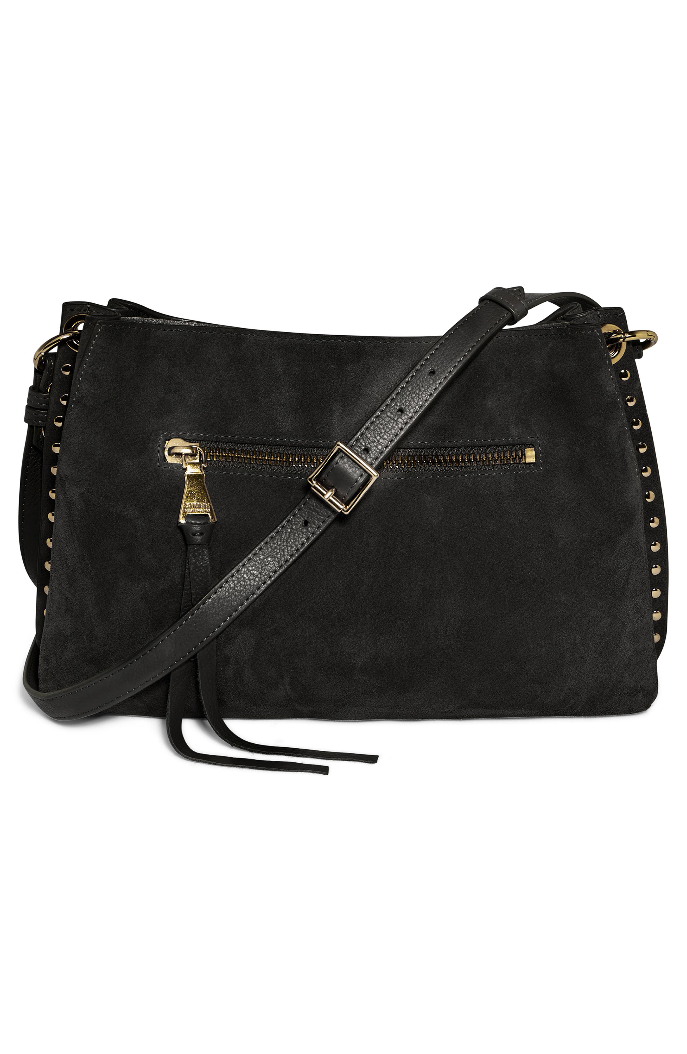 AIMEE Roma Suede Shoulder Bag, Alternate, color, Black Suede