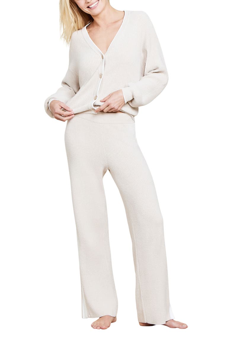 CozyChic® Ultra Lite® Contrast Rib Pajama Pants, Alternate, color, STONE/ PEARL