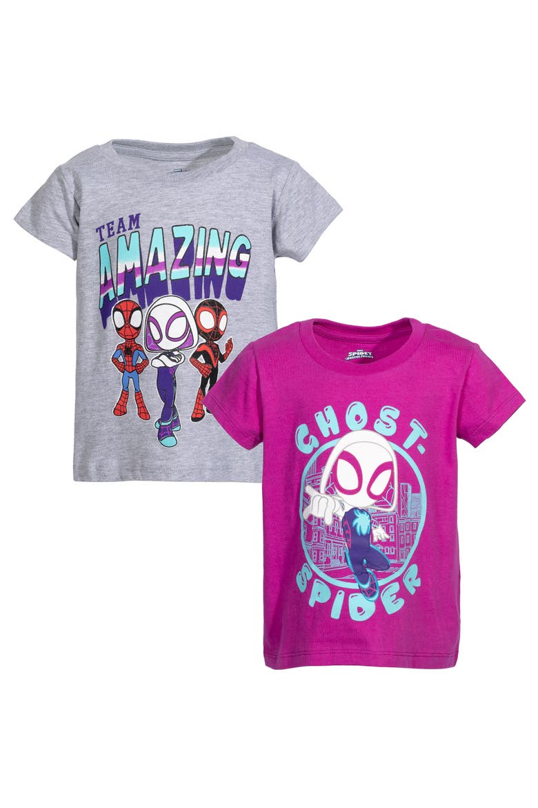 Spidey and His Amazing Friends 2-Pack Short Sleeve T-Shirts, Main, color, Purple Grey Spidey