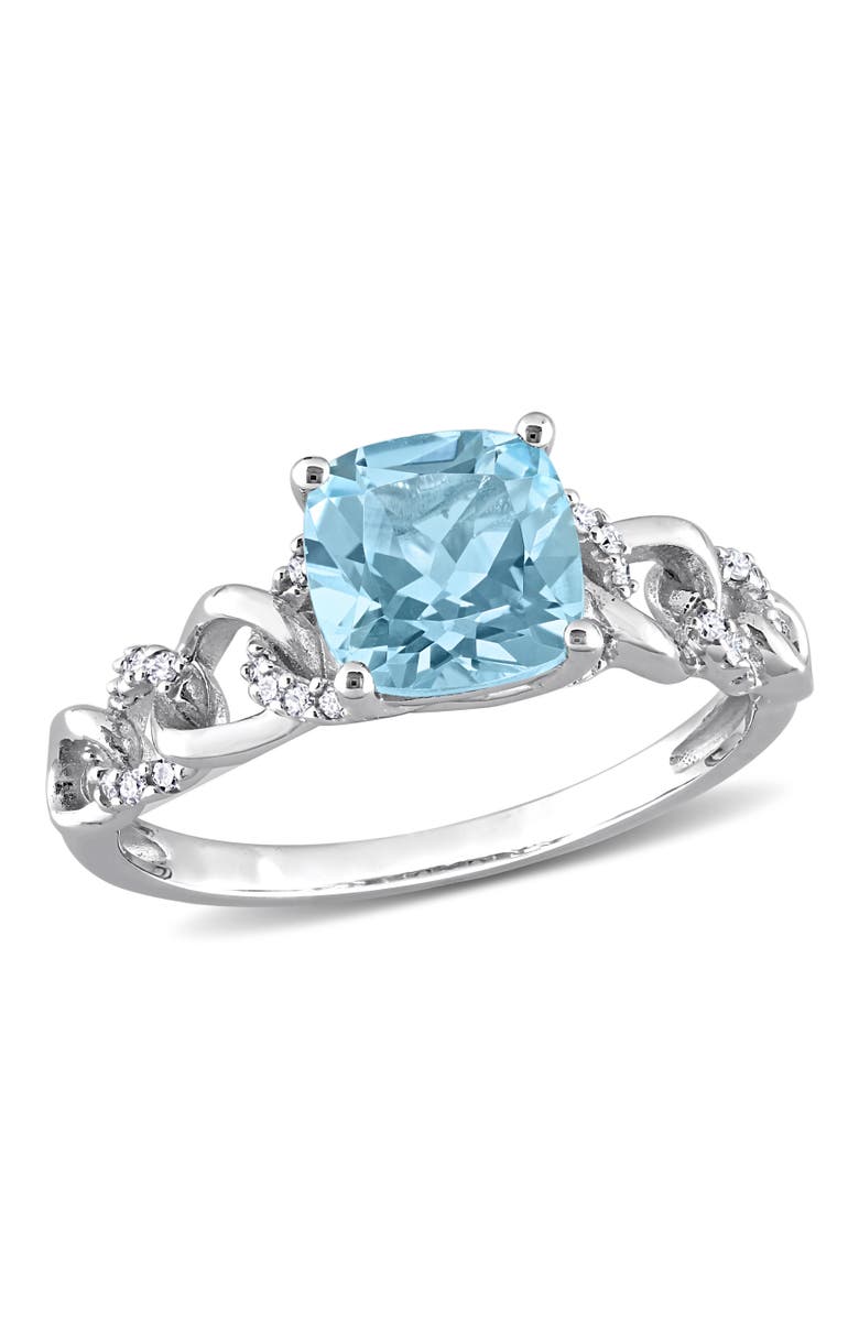 Julianna B. Blue Topaz & Diamond Link Ring 10k, Main, color, Topaz