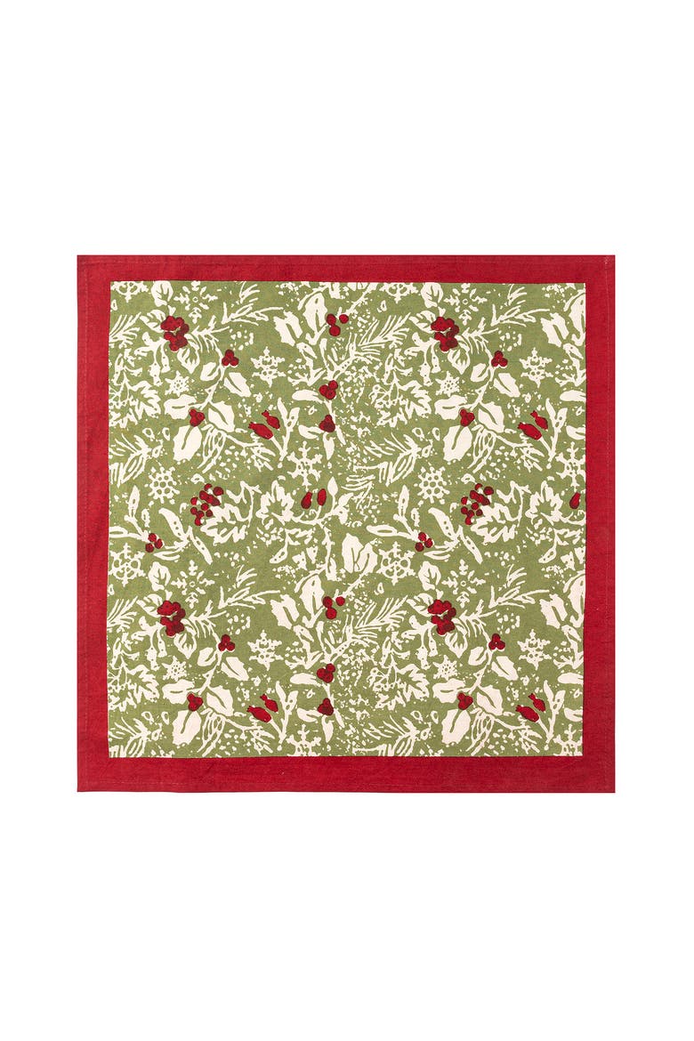Baies de houx Napkins, Alternate, color, Red/Green 19" x 19"