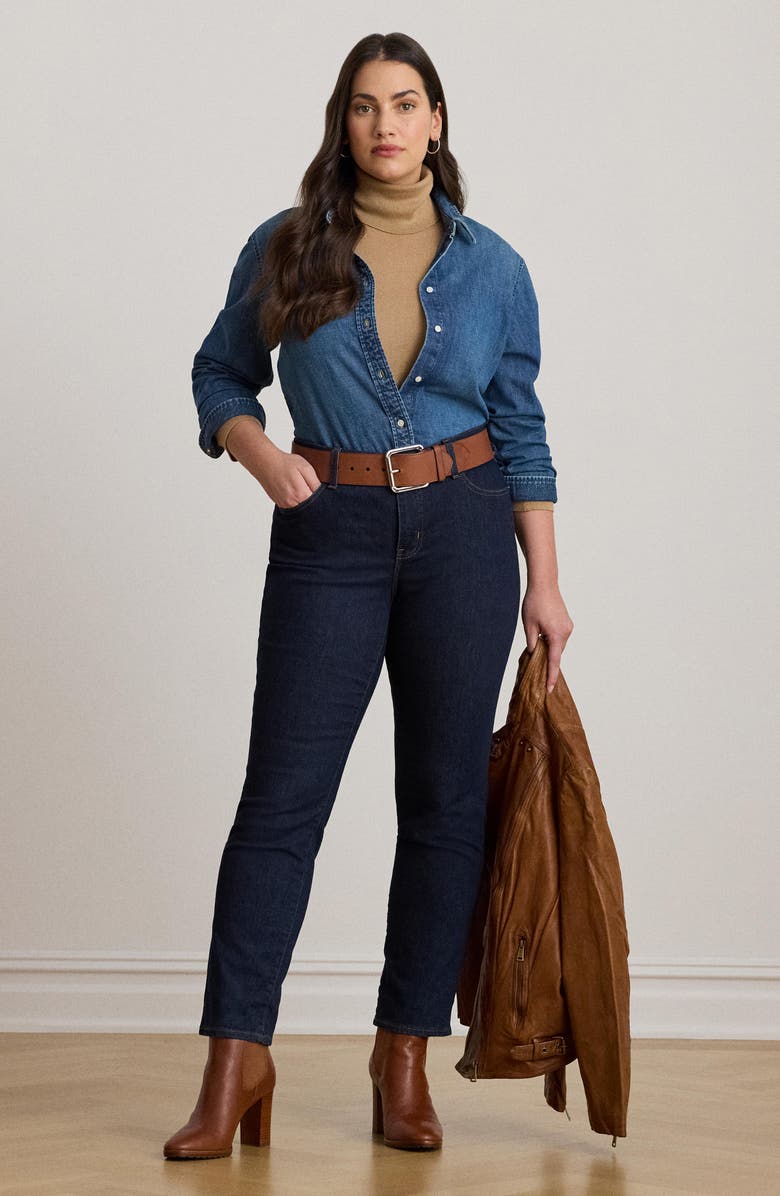 Lauren Ralph Lauren Jamelko Denim Button-Up Shirt, Alternate, color, Harvest Blue