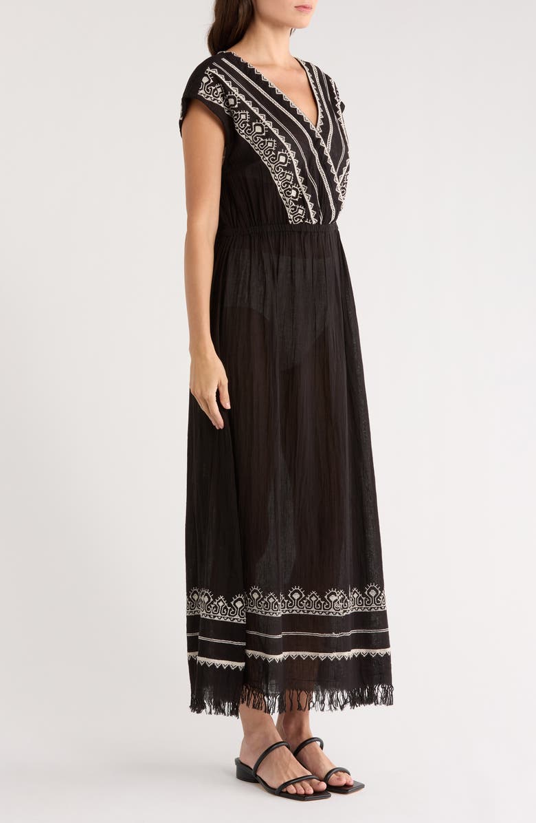 Elan Embroidered Cover-Up Maxi Dress, Alternate, color, Black