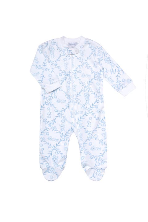 Blue Bears Trellace Zipper Footie - Baby