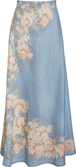 Zimmermann Cascadian Bias Cut Linen Maxi Skirt | Nordstrom