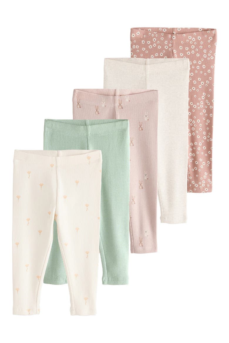 Kids' Assorted 5-Pack Rib Leggings, Main, color, PINK
