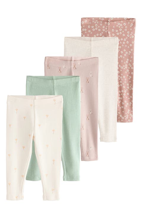 Kids' Assorted 5-Pack Rib Leggings (Baby, Toddler & Little Kid)