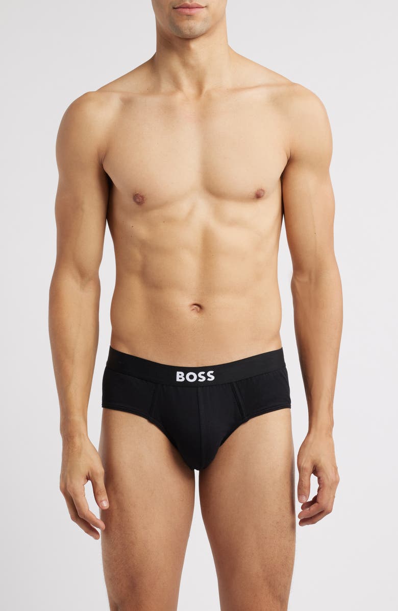 BOSS 3-Pack ONE Stretch Cotton Briefs, Main, color, Black