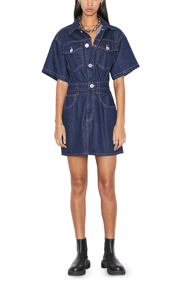 FRAME Oversize Detail Denim Dress, Main, color, 