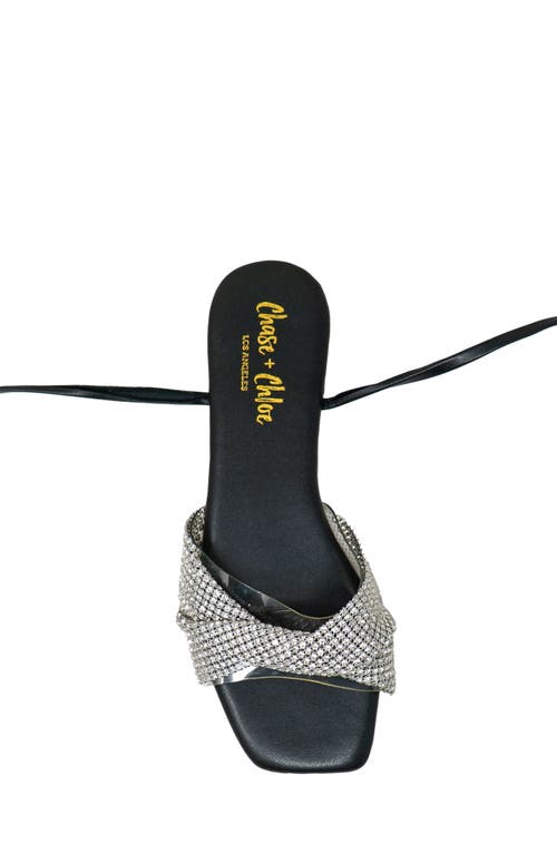 Chase & Chloe Chase And Chloe Eve Rhinestone Ankle Wrap Sandal