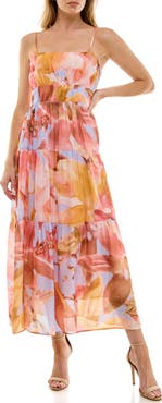 Socialite Abstract Floral Tiered Dress