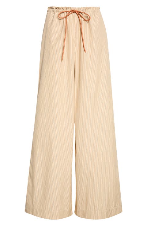 Wesley Striped Wide Leg Drawstring Pants